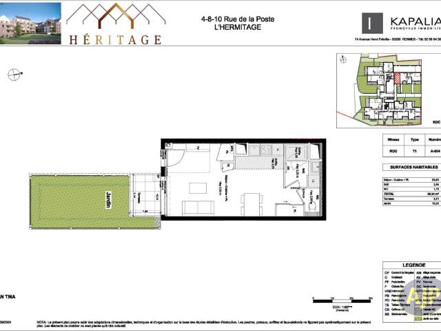 Vente appartement 1 pièce L'Hermitage 35
