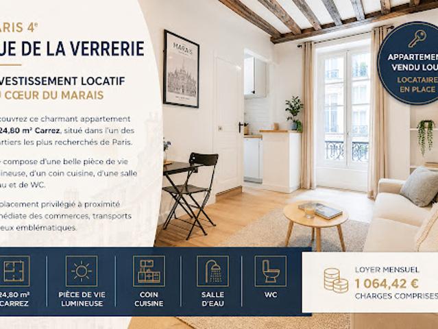 Vente Appartement 1 pièce 24.8 m2 Paris 4ème