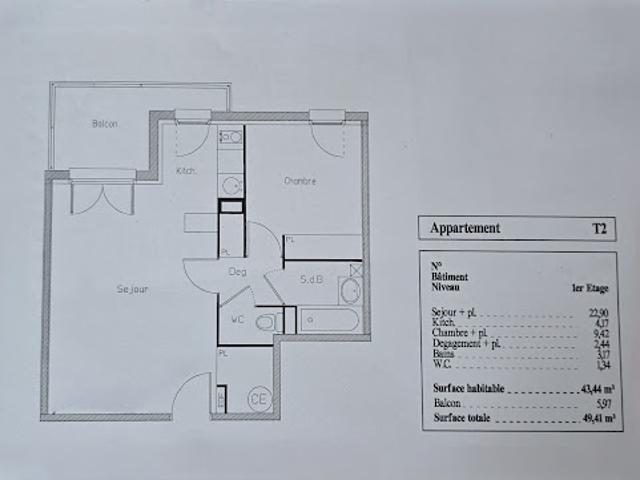 Vente Appartement 2 pièces 43.44 m2 Aucamville