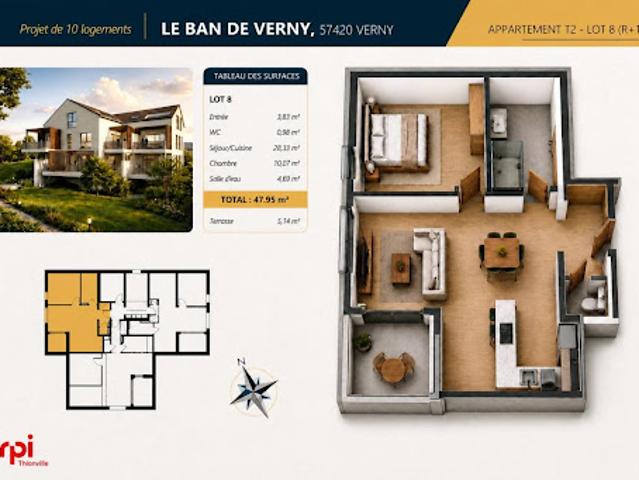 Vente Appartement 2 pièces 47 m2 Verny