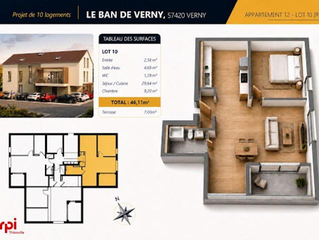 Vente Appartement 2 pièces 46 m2 Verny