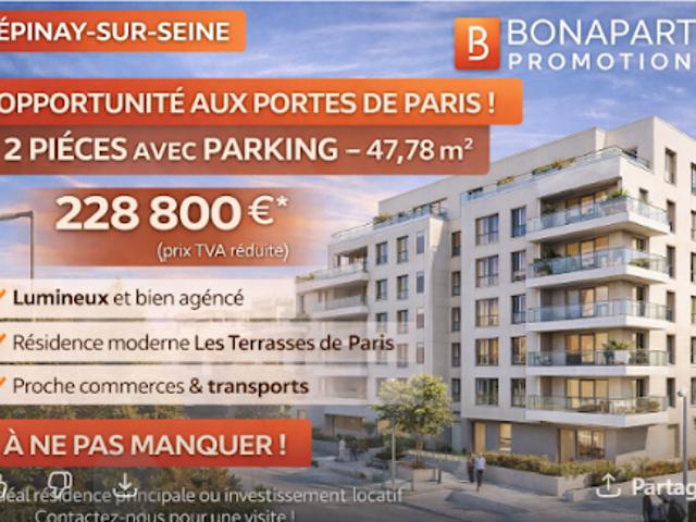 Vente Appartement 2 pièces 48 m2 Epinay sur Seine