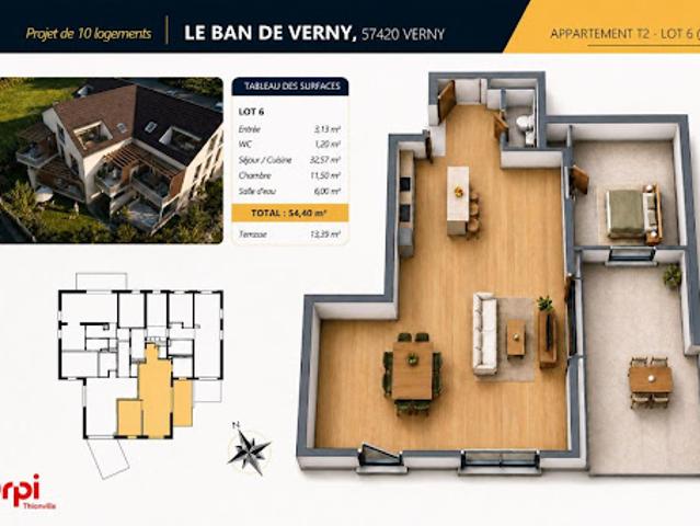Vente Appartement 2 pièces 54 m2 Verny