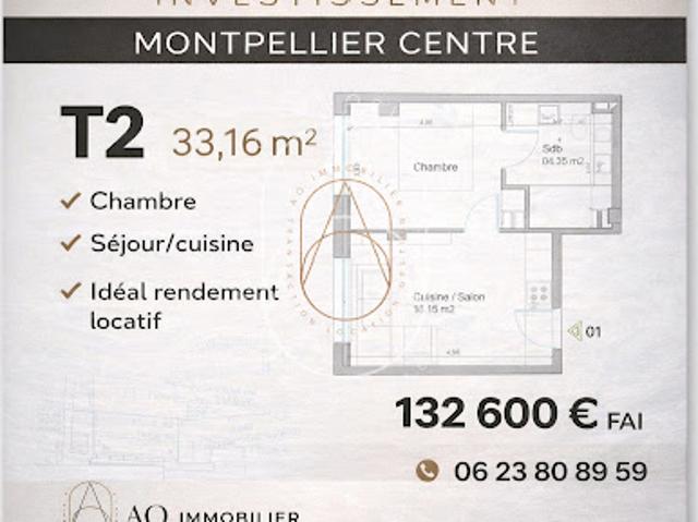 Vente Appartement 2 pièces 33.16 m2 Montpellier