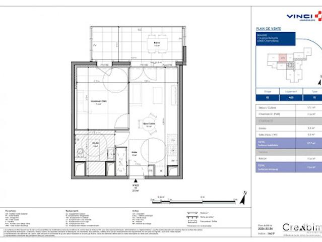 Vente Appartement 2 pièces 37 m2 Chamalieres