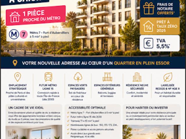 Vente Appartement 2 pièces 38 m2 Pantin