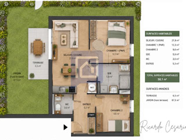 Vente Appartement 3 pièces 58.1 m2 Quimper