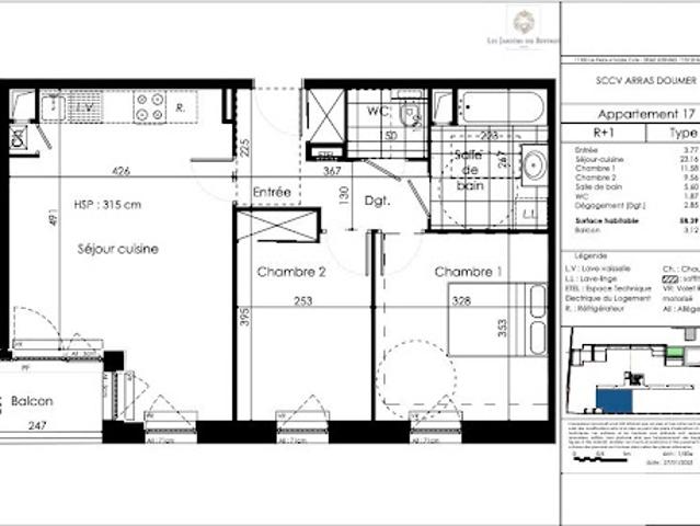 Vente Appartement 3 pièces 58 m2 Arras