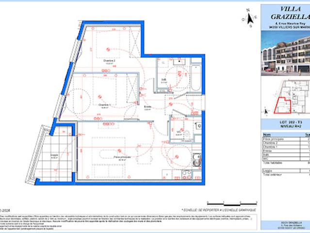 Vente Appartement 3 pièces 60.67 m2 Villiers sur Marne