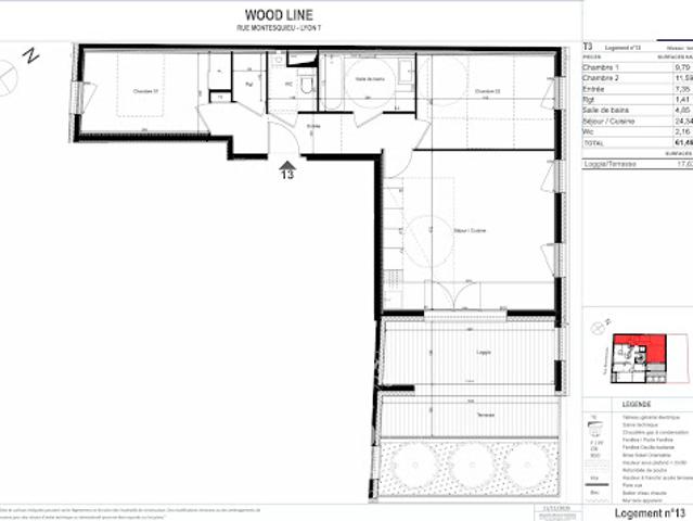 Vente Appartement 3 pièces 61.49 m2 Lyon 7ème