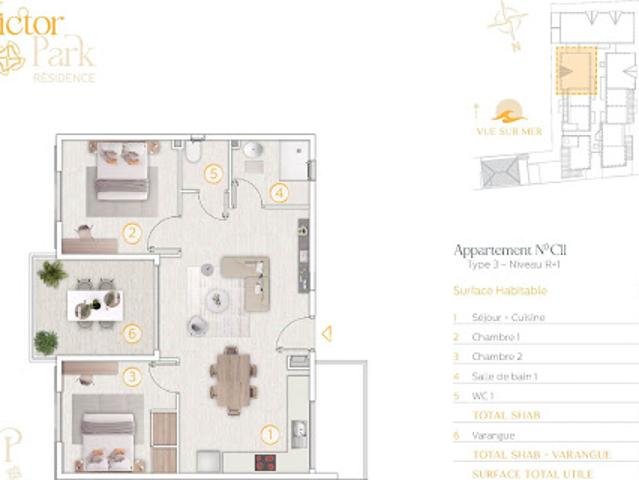 Vente Appartement 3 pièces 61.22 m2 Saint Pierre