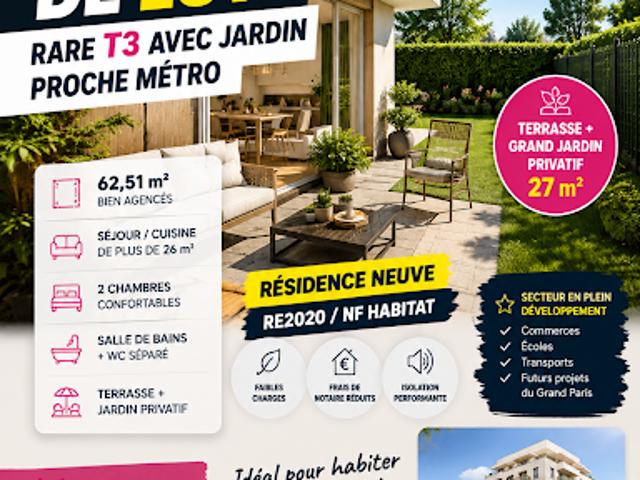 Vente Appartement 3 pièces 62 m2 La Courneuve