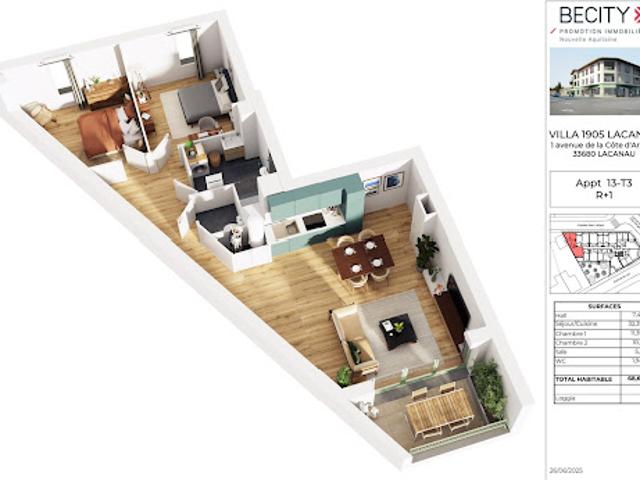 Vente Appartement 3 pièces 69 m2 Lacanau