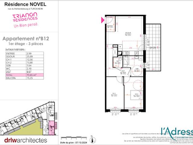 Vente Appartement 3 pièces 73.65 m2 Turckheim