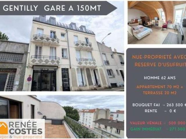 Vente Appartement 3 pièces 70 m2 Gentilly