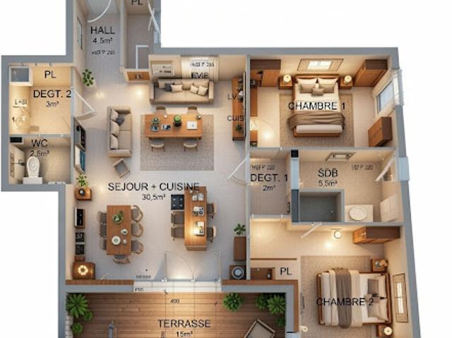 Vente Appartement 3 pièces 72 m2 Vif