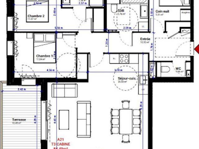 Vente Appartement 3 pièces 84.49 m2 L'alpe d'huez