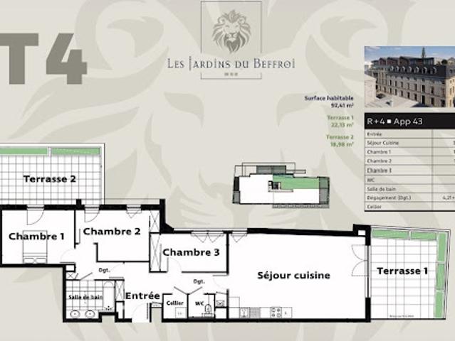 Vente Appartement 3 pièces 97.41 m2 Arras