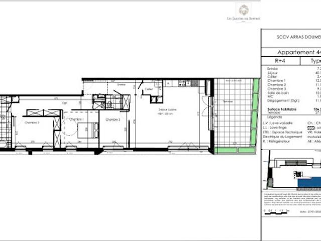 Vente Appartement 3 pièces 106 m2 Arras