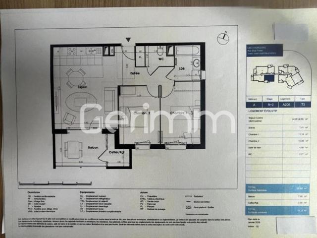 Vente Appartement 3 pièces + cuisine 60 m² 242 000