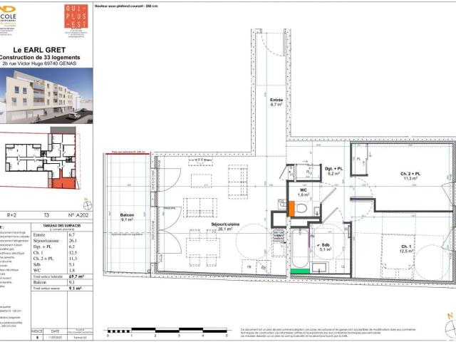Vente appartement 3 pièces Genas 69