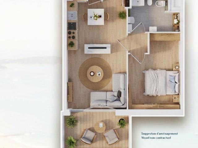 Vente appartement T2, vue mer avec balcon, Perros Guirec 22700