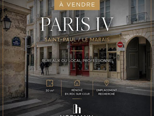 Vente Bureaux 2 pièces 30 m2 Paris 4ème