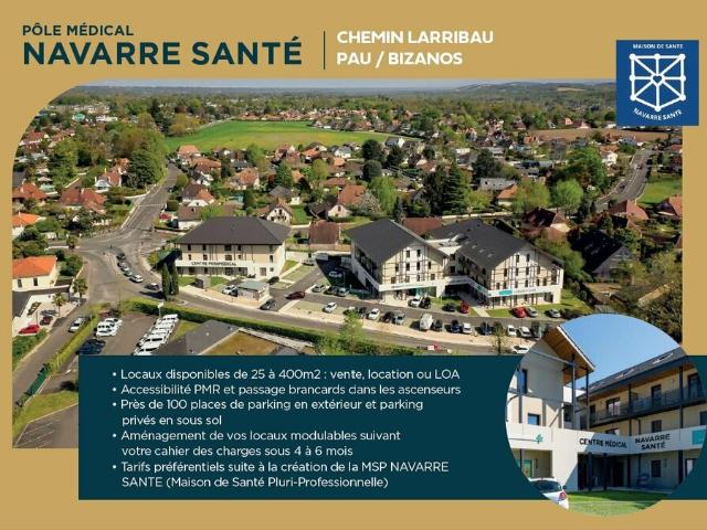 Vente bureau Bizanos Accès PMR, parkings et MSP Navarre Santé