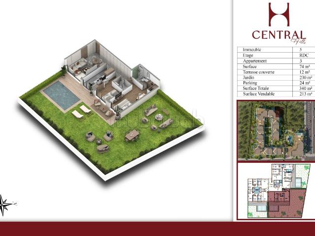 Vente d'un bel appartement à Ain Diab Extension. 3 pièces confortables. Places de parking et terrasse