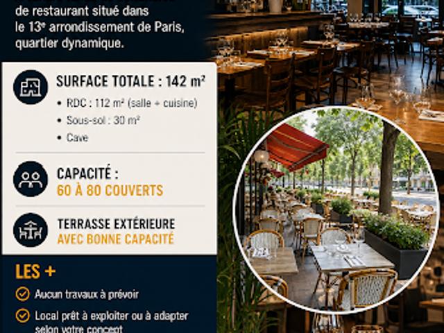 Vente Fond de commerce 0 pièces 142 m2 Paris 13ème