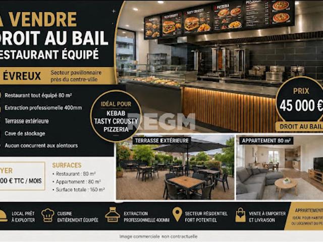 Vente Fond de commerce 0 pièces 80 m2 Evreux