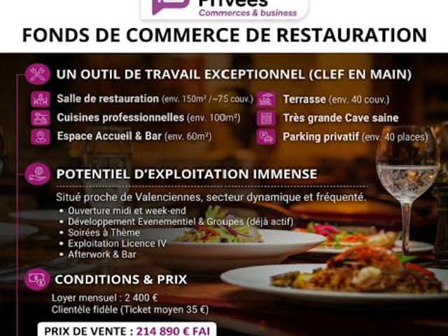 Vente Fond de commerce 150 m2 Prouvy