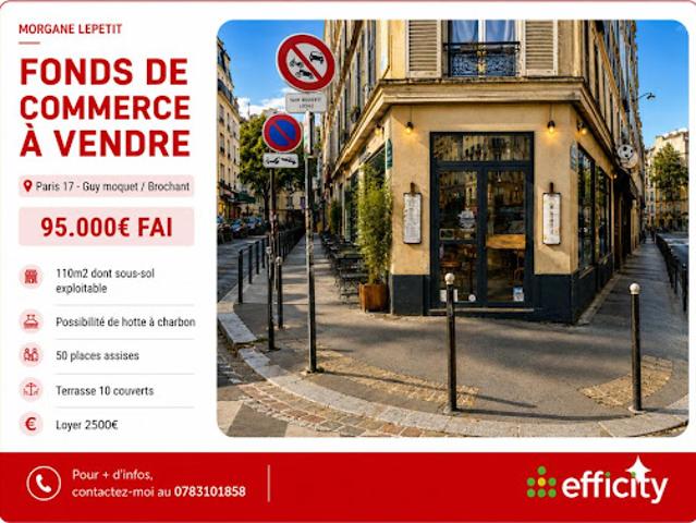 Vente Fond de commerce 110 m2 Paris 17ème
