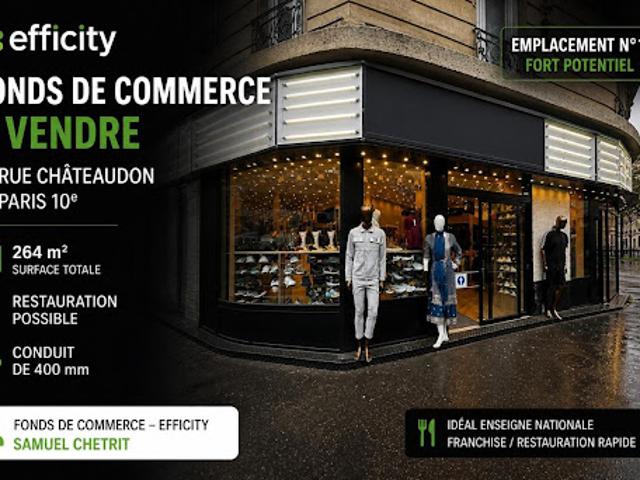 Vente Fond de commerce 264 m2 Paris 10ème