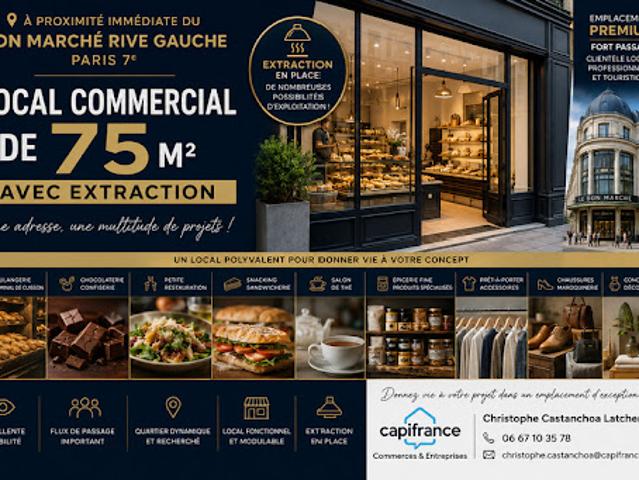 Vente Fond de commerce 3 pièces 75 m2 Paris 6ème