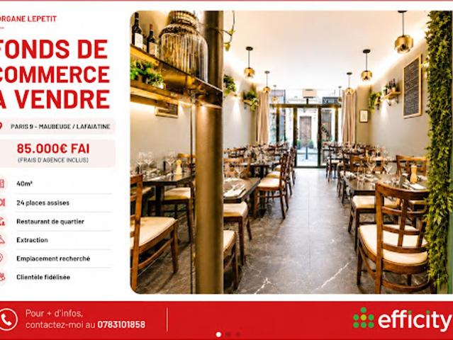 Vente Fond de commerce 40 m2 Paris 9ème