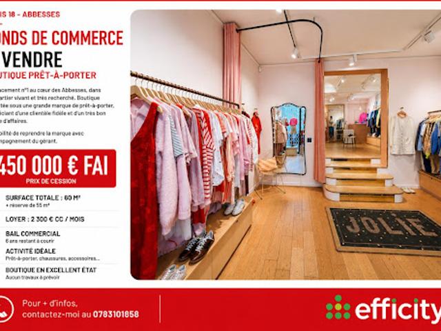 Vente Fond de commerce 60 m2 Paris 18ème