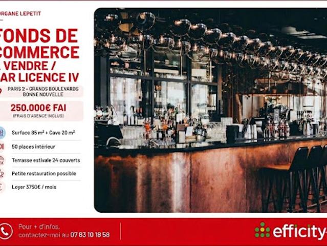 Vente Fond de commerce 85 m2 Paris 2ème
