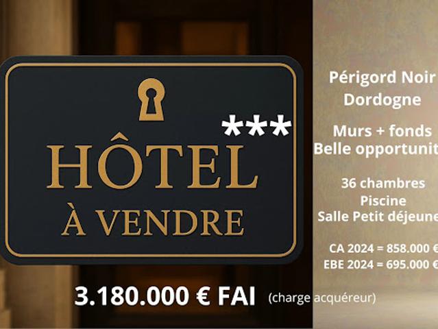 Vente Hôtel 38 pièces 2029 m2 Sarlat la caneda