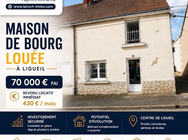 Vente Maison 3 pièces 45.8 m2 Ligueil