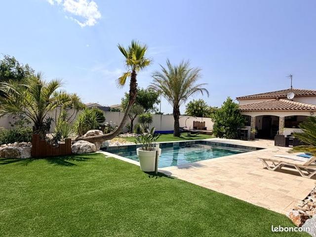 Vente | Maison de plain pied | 4p | 3ch | 136 m² | Lignan sur Orb | Expo Sud Est | Terrasse · Jardin · Piscine
