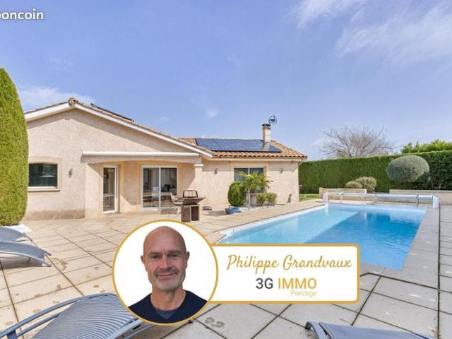 Vente | Maison de plain pied | 7p | 4ch | 140 m² | Colombier Saugnieu | Expo Sud Ouest | Terrasse · Jardin · Piscine