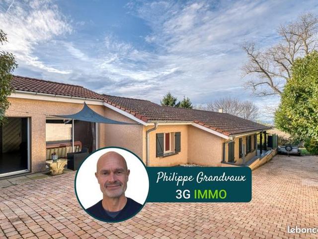 Vente | Maison de plain pied | 9p | 6ch | 174.00 m² | Colombier Saugnieu | Expo Sud/Ouest | Terrasse · Piscine