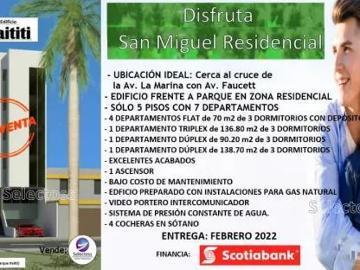 VEN TA DÚPLEX SAN MIGUEL EN PRE VENTA 3 DORM. VISTA Y FRENTE A PARQUE