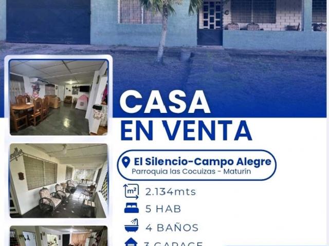 VENDE CASA.SILENCIO DE CAMPO ALEGRE MATURIN VE10 0001ZO YSUB