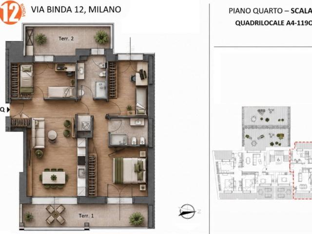 Vendesi quadrilocale a Milano via Binda 12