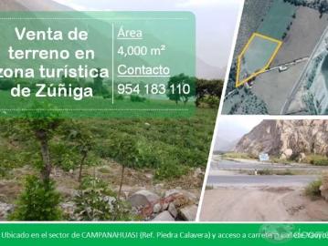 VENDO TERRENO EN ZONA TURISTICA DE ZUÑIGA