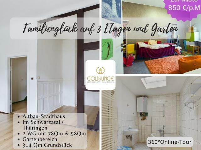 „Vermietung Charmantes Altbau Stadthaus im Schwarzatal auf drei Wohnetagen mit Garten & Stellplatz“