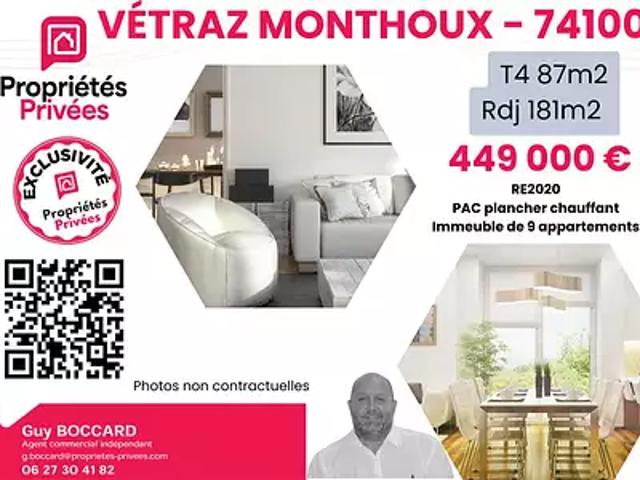 Vétraz Monthoux 74100 Achat / Vente appartement 4 pièces t4 jardin terrasse
