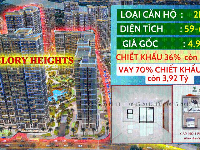 Vinhome Grand Park Căn Hộ 2pn+1 67M2 Chiết Khấu 36% Còn 3.15 Tỷ, Vay 70% Hỗ Trợ 24 Tháng